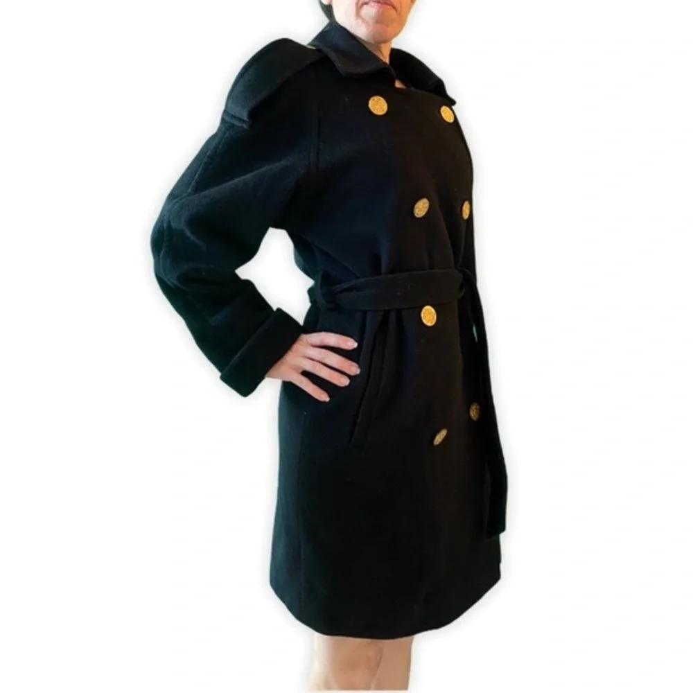 Albert Nipon Black Wool Pea Coat - image 6